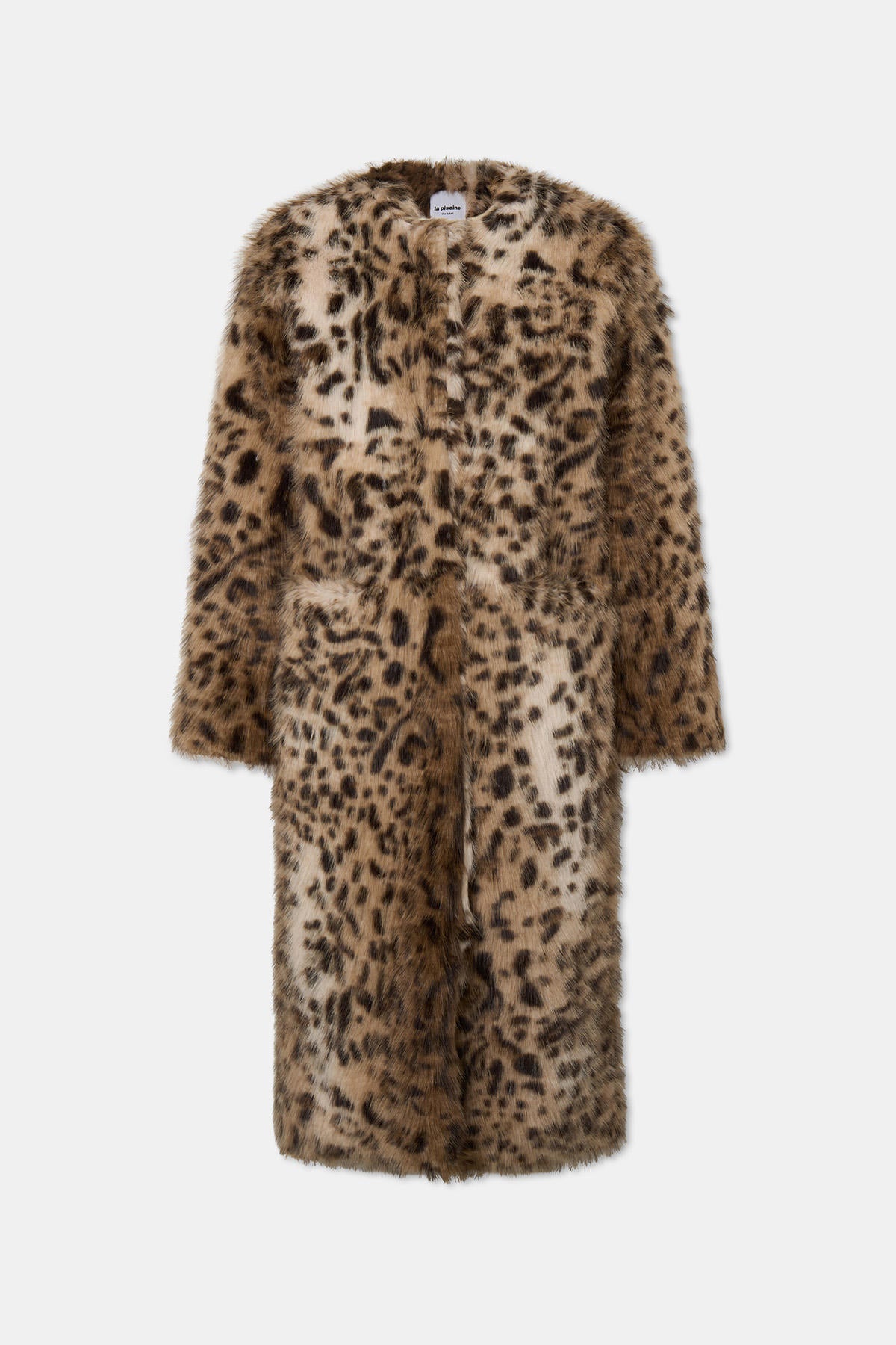 LEOPARD FAUX-FUR LONG COAT