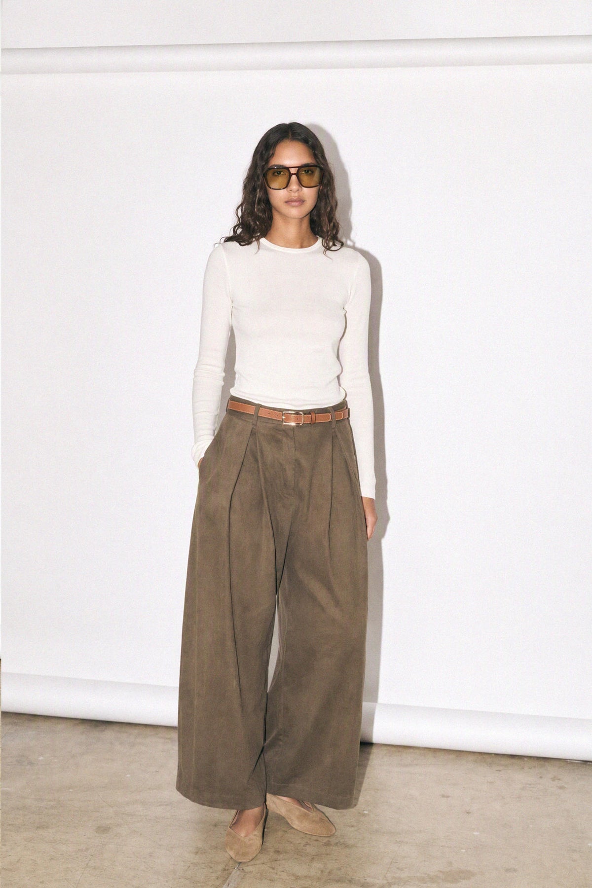 LAYERED WOOL RIBBED LONSLEEVE T-SHIRT