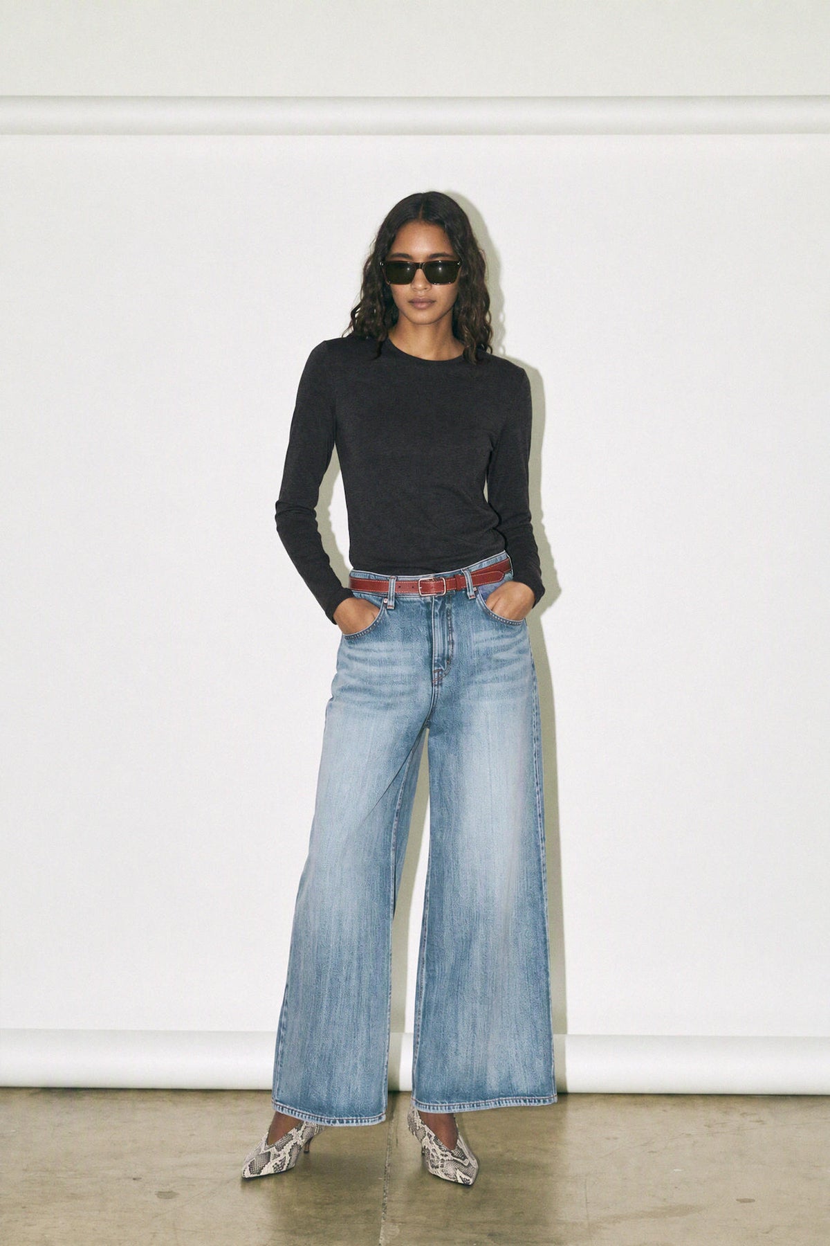 LAYERED WOOL RIBBED LONSLEEVE T-SHIRT