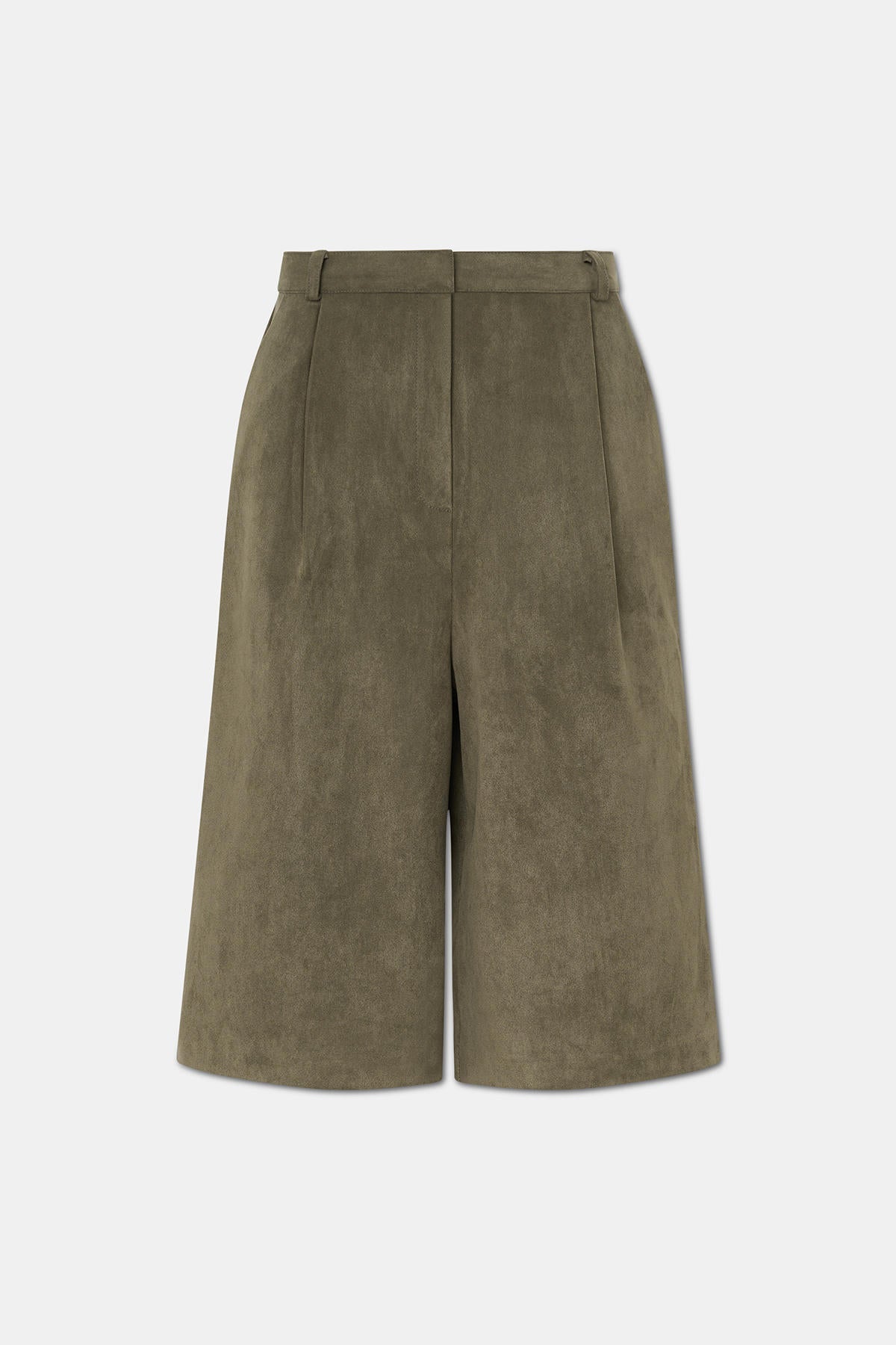 FAUX SUEDE WIDE SHORTS