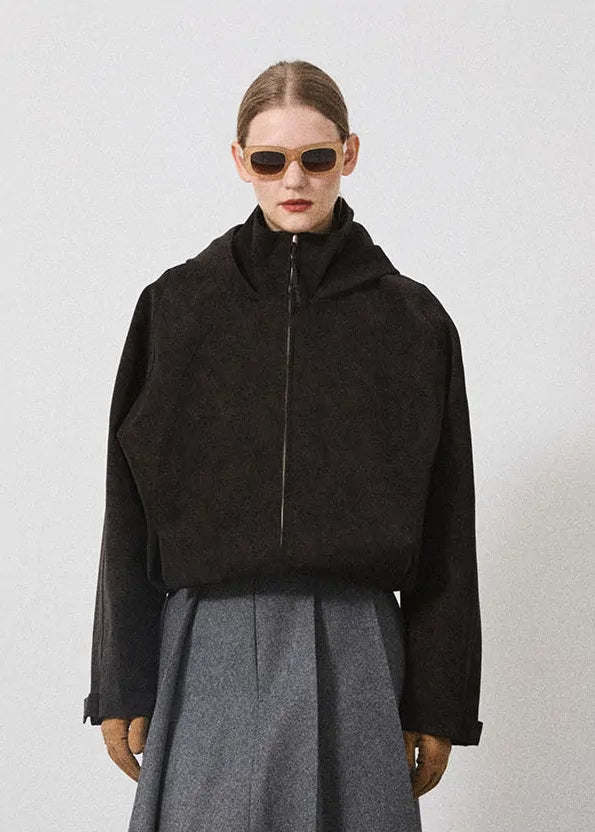 FAUX-SUEDE BOMBER