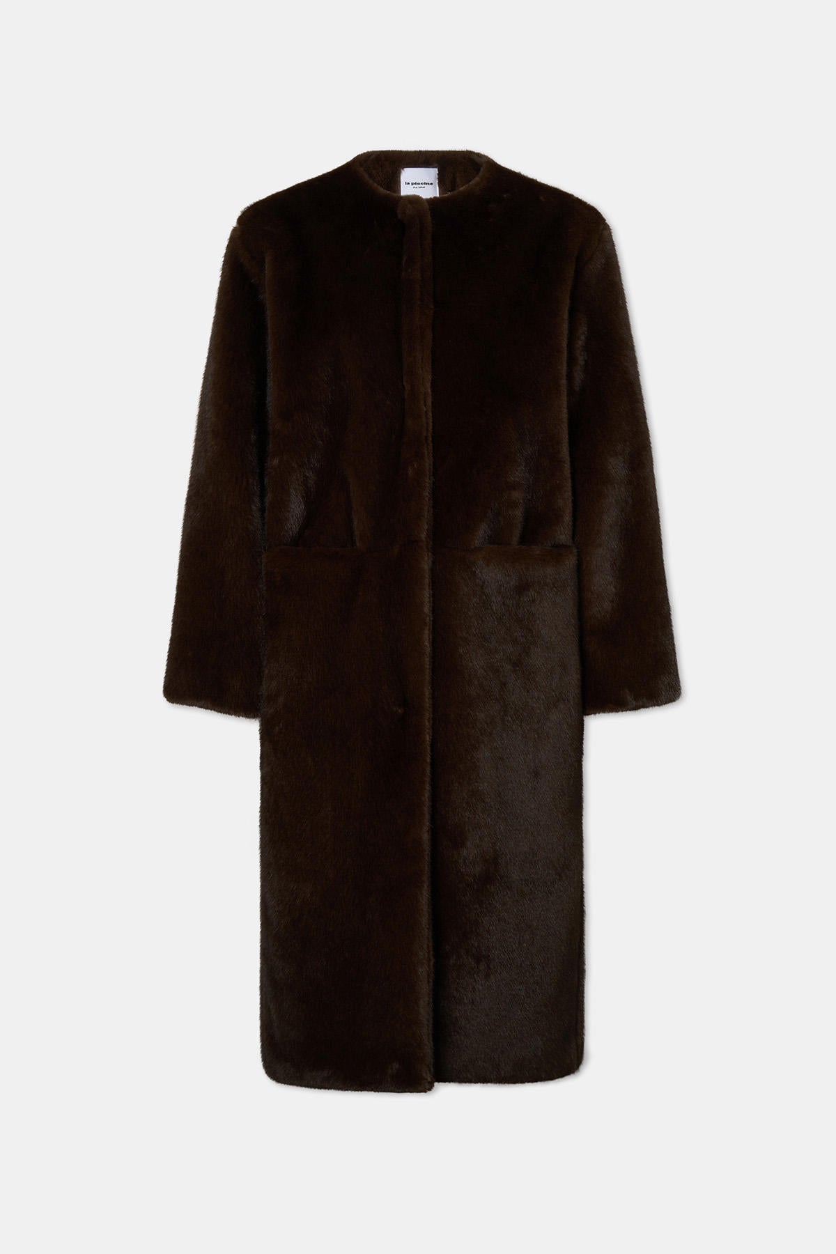 FAUX-MUFFLER MINK LONG COAT